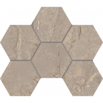 Керамогранитная плитка мозаика Bernini Beige BR02 Hexagon 25х28.5 неполированная Estima - uralkafel.ru - Уфа