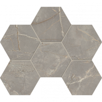 Керамогранитная плитка мозаика Bernini Grey BR03 Hexagon 25х28.5 неполированная Estima - uralkafel.ru - Уфа