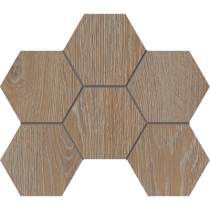 Керамогранитная плитка мозаика Kraft Wood KW01 Hexagon 25х28.5 Estima - uralkafel.ru - Уфа
