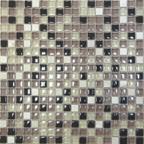 Мозаика стеклянная с камнем Glass Stone-12 300х300 бежевая Bonaparte mosaic - uralkafel.ru - Уфа
