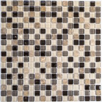 Мозаика стеклянная с камнем Amelia 300х300 бежевая Bonaparte mosaic - uralkafel.ru - Уфа