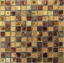 Мозаика стеклянная с камнем Antik-2 300х300 коричневая Bonaparte mosaic - uralkafel.ru - Уфа