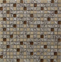 Мозаика стеклянная с камнем Dreams Beige 300х300 бежевая Bonaparte mosaic - uralkafel.ru - Уфа
