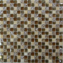 Мозаика стеклянная с камнем Glass Stone 1 300х300 коричневая Bonaparte mosaic - uralkafel.ru - Уфа