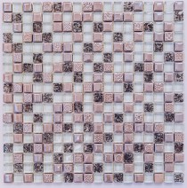 Мозаика стеклянная с камнем Plaza 300х300 бежевая Bonaparte mosaic - uralkafel.ru - Уфа