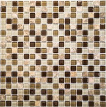Мозаика стеклянная с камнем Scarlett 300х300 коричневая Bonaparte mosaic - uralkafel.ru - Уфа