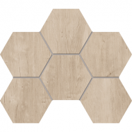 Керамогранитная плитка мозаика Soft Wood SF02 Hexagon 25х28.5 Estima - uralkafel.ru - Уфа