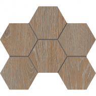 Керамогранитная плитка мозаика Kraft Wood KW01 Hexagon 25х28.5 Estima - uralkafel.ru - Уфа