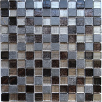 Мозаика Alcantara Nero 298х298х8 черная CARAMELLE - uralkafel.ru - Уфа