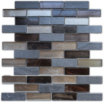 Мозаика Alcantara Nero 260х298х8 23х73 черная CARAMELLE - uralkafel.ru - Уфа