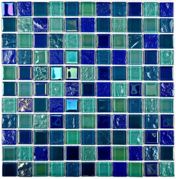 Мозаика стеклянная Bondi breeze-25 300х300 синяя Bonaparte mosaic - uralkafel.ru - Уфа