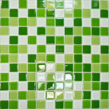 Мозаика стеклянная CB606 (300х300х4 мм) бело-зелёная Elada Mosaic - uralkafel.ru - Уфа
