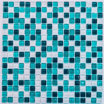 Мозаика стеклянная Glossy 300х300 синяя Bonaparte mosaic - uralkafel.ru - Уфа