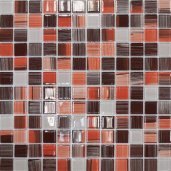 Мозаика стеклянная JSM-CH1024 (300х300х4 мм) терракотовая полосатая Elada Mosaic - uralkafel.ru - Уфа