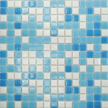 Мозаика из смальты МСD002Р (327х327х4 мм) бело-голубая на бумаге Elada Mosaic - uralkafel.ru - Уфа