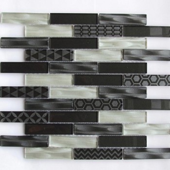 Мозаика стеклянная Optima Grey 6х300х300 серая Bonaparte mosaic - uralkafel.ru - Уфа