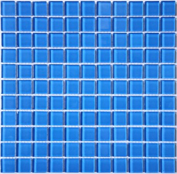 Мозаика стеклянная Royal blue 300х300 голубая Bonaparte mosaic - uralkafel.ru - Уфа
