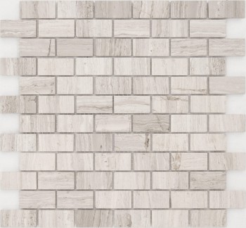 Каменная мозаика Travertino Silver 298х298х4 23х48 серая матовая CARAMELLE - uralkafel.ru - Уфа
