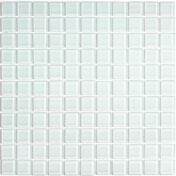 Мозаика стеклянная White glass 300х300 белая Bonaparte mosaic - uralkafel.ru - Уфа