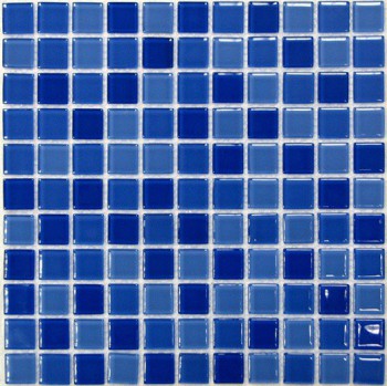 Мозаика стеклянная Blue wave-1 300х300 синяя Bonaparte mosaic - uralkafel.ru - Уфа