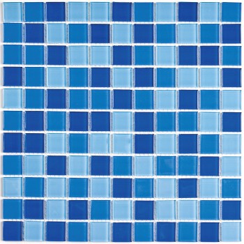 Мозаика стеклянная Blue wave-2 300х300 синяя Bonaparte mosaic - uralkafel.ru - Уфа