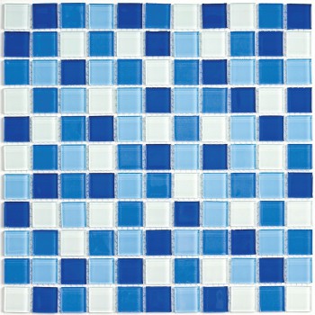 Мозаика стеклянная Blue wave-3 300х300 синяя Bonaparte mosaic - uralkafel.ru - Уфа