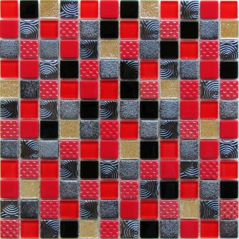 Мозаика стеклянная Poker 300х300 красная Bonaparte mosaic - uralkafel.ru - Уфа