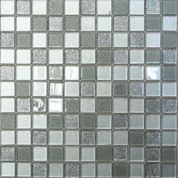 Мозаика стеклянная Shine Silver 300х300 серая Bonaparte mosaic - uralkafel.ru - Уфа