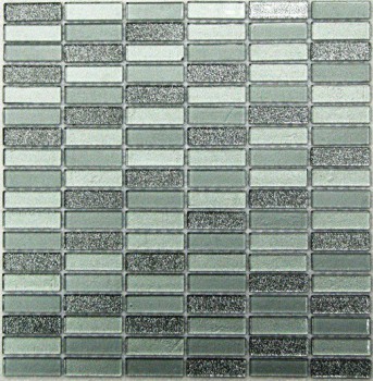 Мозаика стеклянная Silver Light 300х300 серая Bonaparte mosaic - uralkafel.ru - Уфа