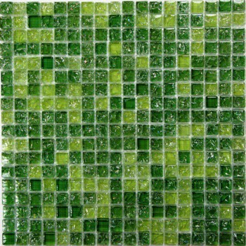Мозаика стеклянная Strike Green 300х300 зеленая Bonaparte mosaic - uralkafel.ru - Уфа